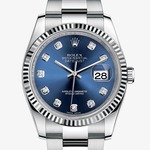 ROLEX DATEJUST 36 REF. 116234 OYSTERSTEEL & WHITE GOLD, BLUE DIAMONDS DIAL, SELF-WINDING CAL. 3135