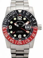 ZENO-WATCH BASEL Airplane Diver Quartz GMT Points (Dual Time), black/red, ref. 6349Q-GMT-a1-7M