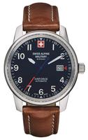 SWISS ALPINE MILITARY airforce automatic Ref. 1652.2535SAM blue dial, brown leather strap