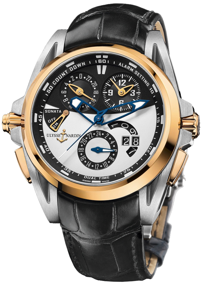  ULYSSE NARDIN Sonata Streamline Titanium Rose Gold Ref. 675-01 Alarm GMT Cal. UN-67