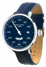 ZENO-WATCH BASEL Bauhaus Uno Blue Ref. C0073Q-Di4 Dual Time quartz watch RONDA Swiss 515.24D